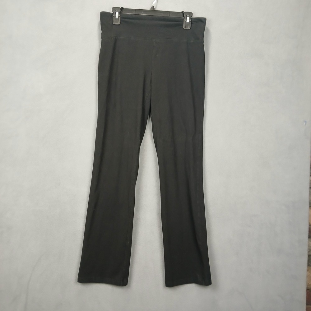Womens Medium Straight Leg Pants Black Stretch‎ Moisture Wicking Athleisure Yoga